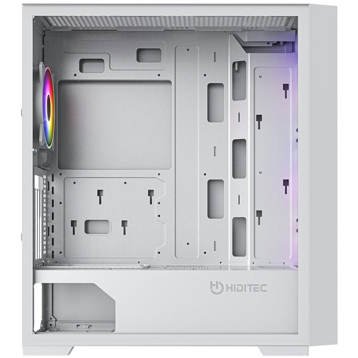 Hiditec H2 Air ARGB Caja PC Gaming Torre ATX Blanca - 9 Ventiladores ARGB, E-ATX, Cristal Templado, Soporte Gráfica Vertical, USB Type-C, Ref. CHA010041